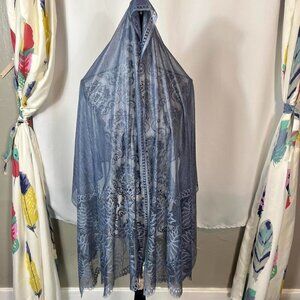 Kashkha gray printed scalloped hem hijab